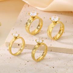 18KG concise stainless steel diamond rings wedding rings