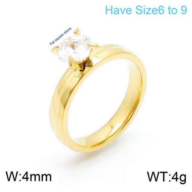 18KG concise stainless steel diamond rings wedding rings