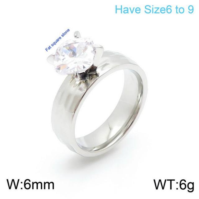 18KG concise stainless steel diamond rings wedding rings