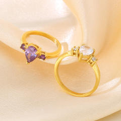 Concise easy match pear shape diamond stainless steel rings
