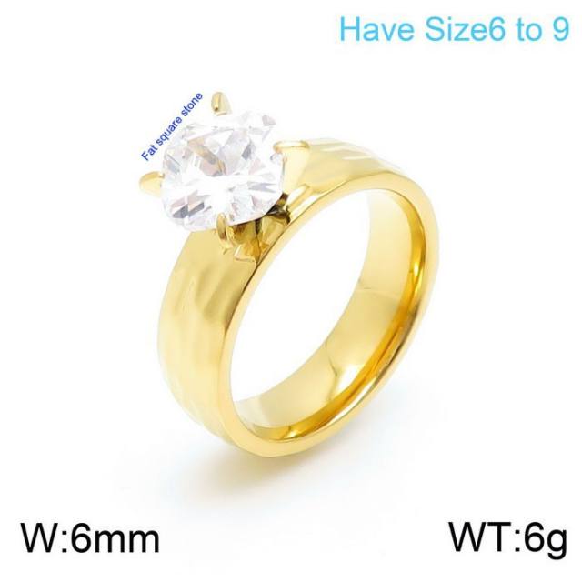 18KG concise stainless steel diamond rings wedding rings