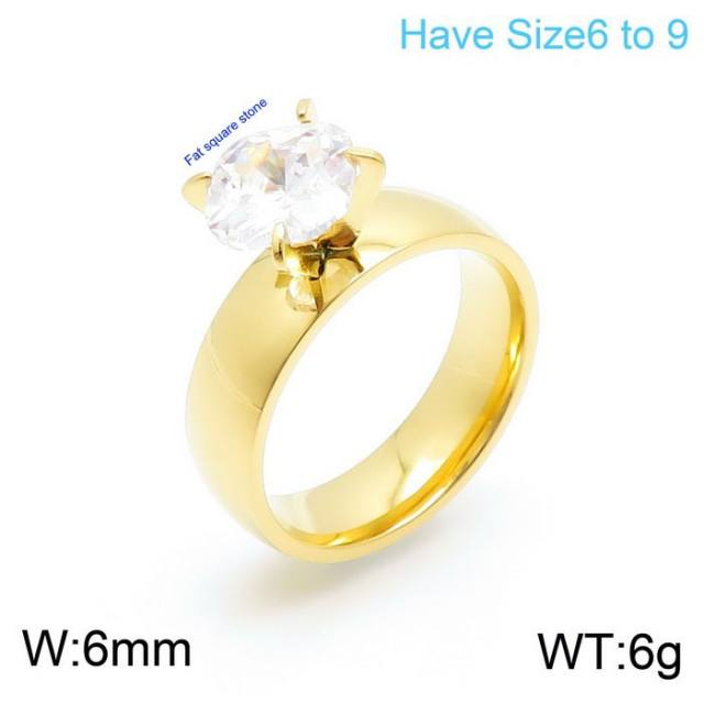 18KG concise stainless steel diamond rings wedding rings