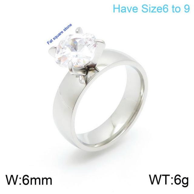 18KG concise stainless steel diamond rings wedding rings
