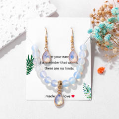 Easy match colorful natural stone bead drop earrings necklace set