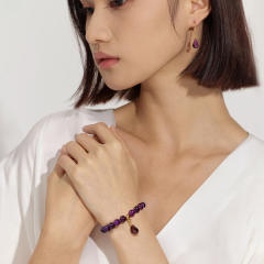 Easy match colorful natural stone bead drop earrings necklace set