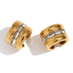 18KG chunky rhinestone stainless steel ear cuff