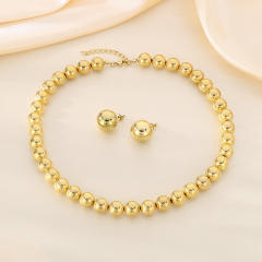 12MM hollow out ball bead stainless steel choker necklace set