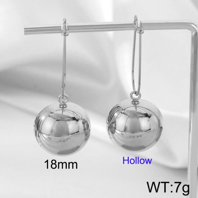 Chunky hollow out semicircle stainless steel dangle earrings