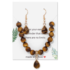 Easy match colorful natural stone bead drop earrings necklace set