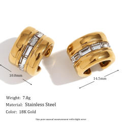 18KG chunky rhinestone stainless steel ear cuff