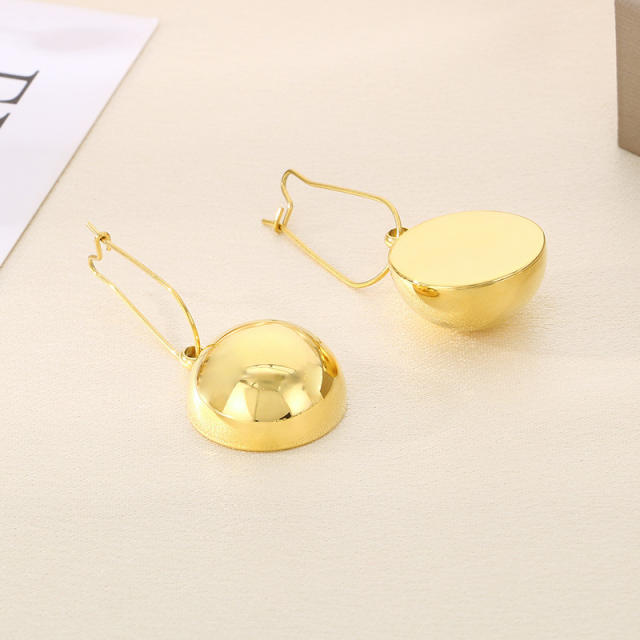 Chunky hollow out semicircle stainless steel dangle earrings