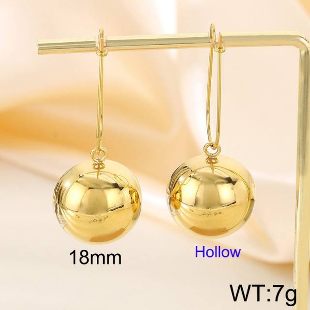 Chunky hollow out semicircle stainless steel dangle earrings