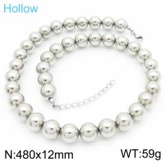 12MM hollow out ball bead stainless steel choker necklace set