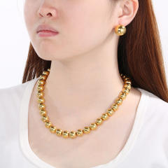 12MM hollow out ball bead stainless steel choker necklace set