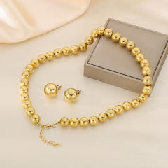 12MM hollow out ball bead stainless steel choker necklace set