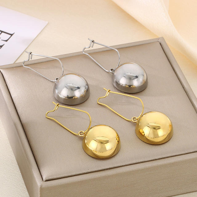 Chunky hollow out semicircle stainless steel dangle earrings