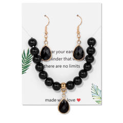 Easy match colorful natural stone bead drop earrings necklace set