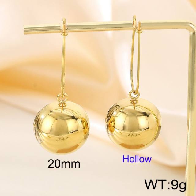 Chunky hollow out semicircle stainless steel dangle earrings
