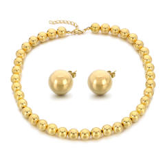 12MM hollow out ball bead stainless steel choker necklace set