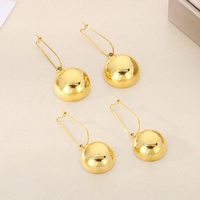 Chunky hollow out semicircle stainless steel dangle earrings