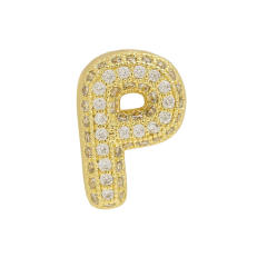 Chunky bubble letter diamond copper bracelet charm