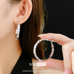 925 needle easy match big hoop copper earrings