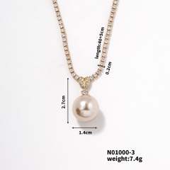Korean fashion delicate tennis chain pearl pendant necklace wedding necklace