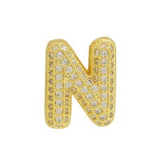 Chunky bubble letter diamond copper bracelet charm