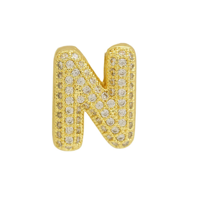 Chunky bubble letter diamond copper bracelet charm