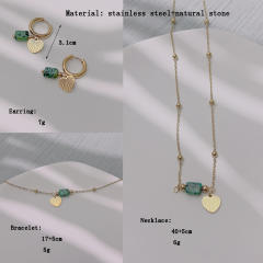 Natural stone dainty boho stainless steel necklace set