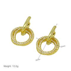 Delicate 18K gold plated copper diamond circle earrings