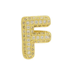 Chunky bubble letter diamond copper bracelet charm