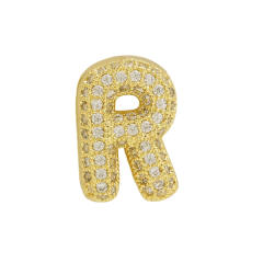 Chunky bubble letter diamond copper bracelet charm