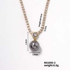 Korean fashion delicate tennis chain pearl pendant necklace wedding necklace