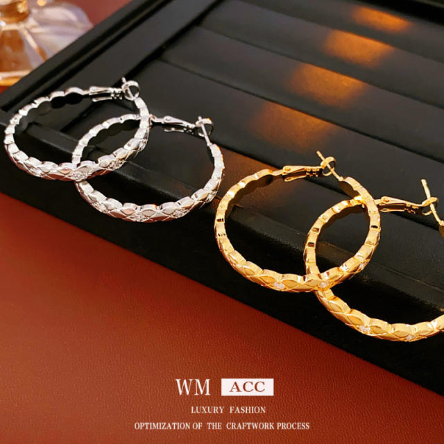 925 needle easy match big hoop copper earrings