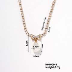 Korean fashion delicate tennis chain pearl pendant necklace wedding necklace