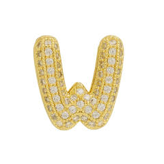 Chunky bubble letter diamond copper bracelet charm