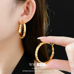 925 needle easy match big hoop copper earrings