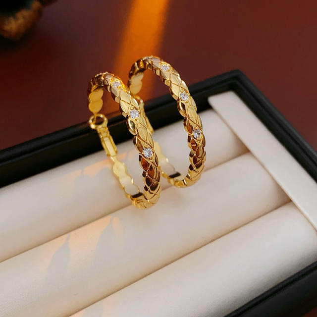 925 needle easy match big hoop copper earrings