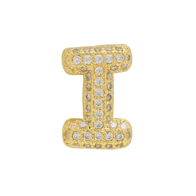 Chunky bubble letter diamond copper bracelet charm