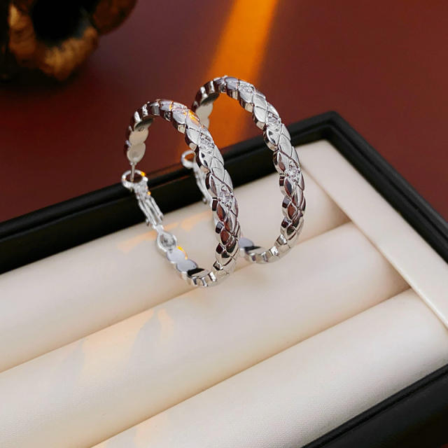 925 needle easy match big hoop copper earrings