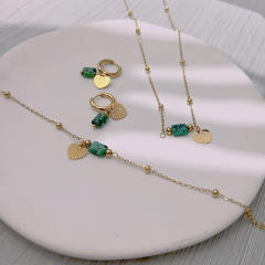Natural stone dainty boho stainless steel necklace set