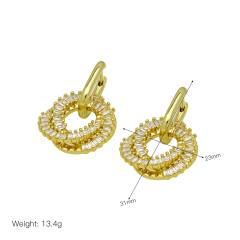 Delicate 18K gold plated copper diamond circle earrings