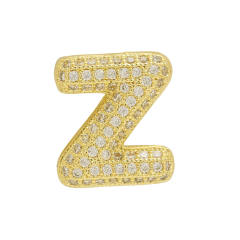 Chunky bubble letter diamond copper bracelet charm