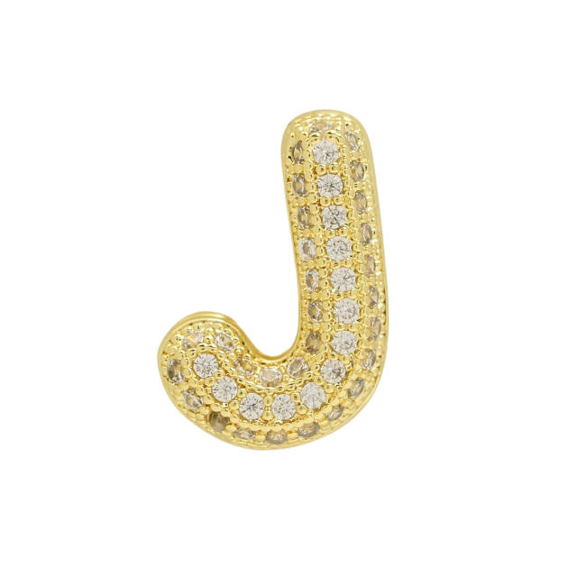 Chunky bubble letter diamond copper bracelet charm