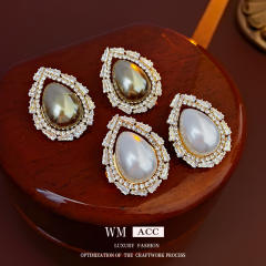 925 needle drop pearl hollow out elegant wedding earrings