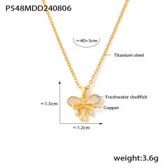18KG sweet bow pendant stainless steel necklace