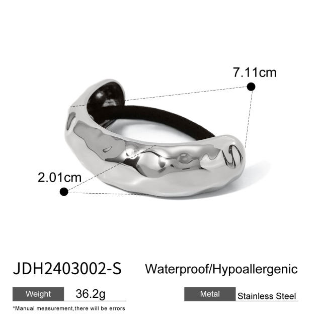 Silver color chunky stainless steel hair ties