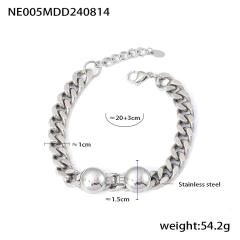 Chunky silver color stainless steel chain necklace bracelet set
