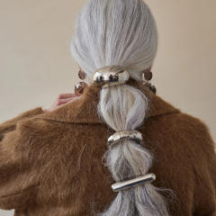 Silver color chunky stainless steel hair ties